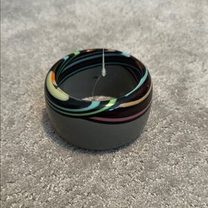 NOT FOR SALE Resin Gray Bangle with Multicolor Stripes
